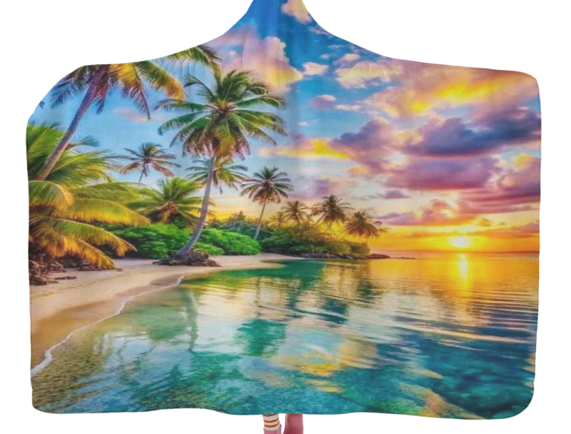 Floating Island On Cotton Candy Hooded Blanket