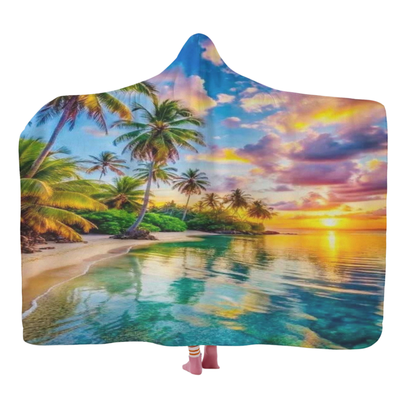 Floating Island On Cotton Candy Hooded Blanket