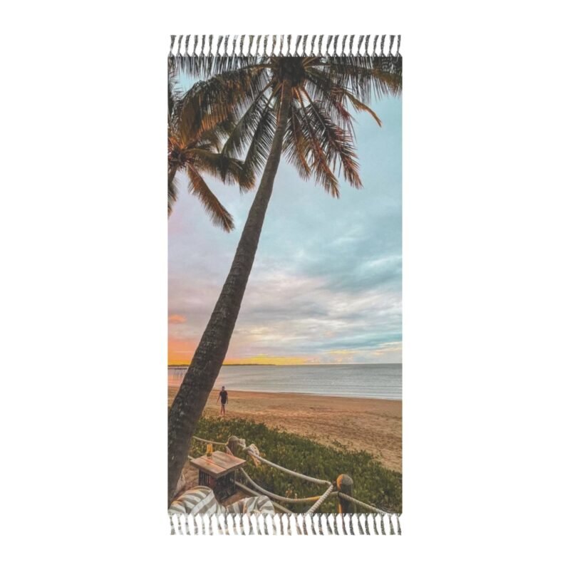 Coconut Trees Sunset Towel With Tassels