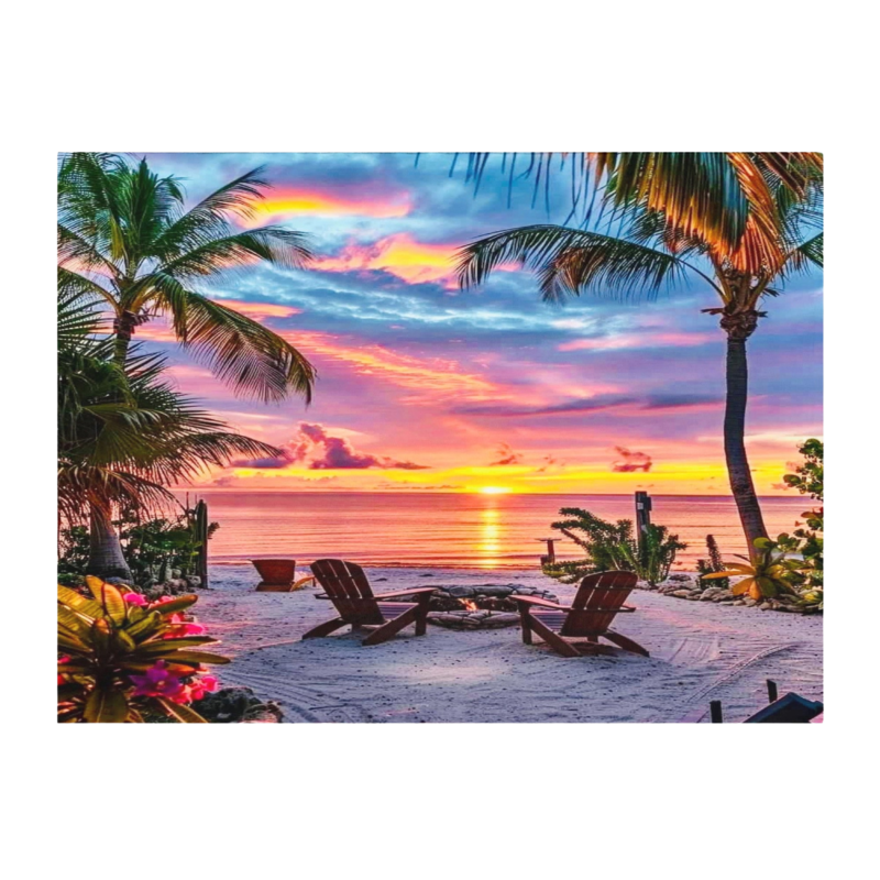 Tropical Paradise Sunset Beach Towel